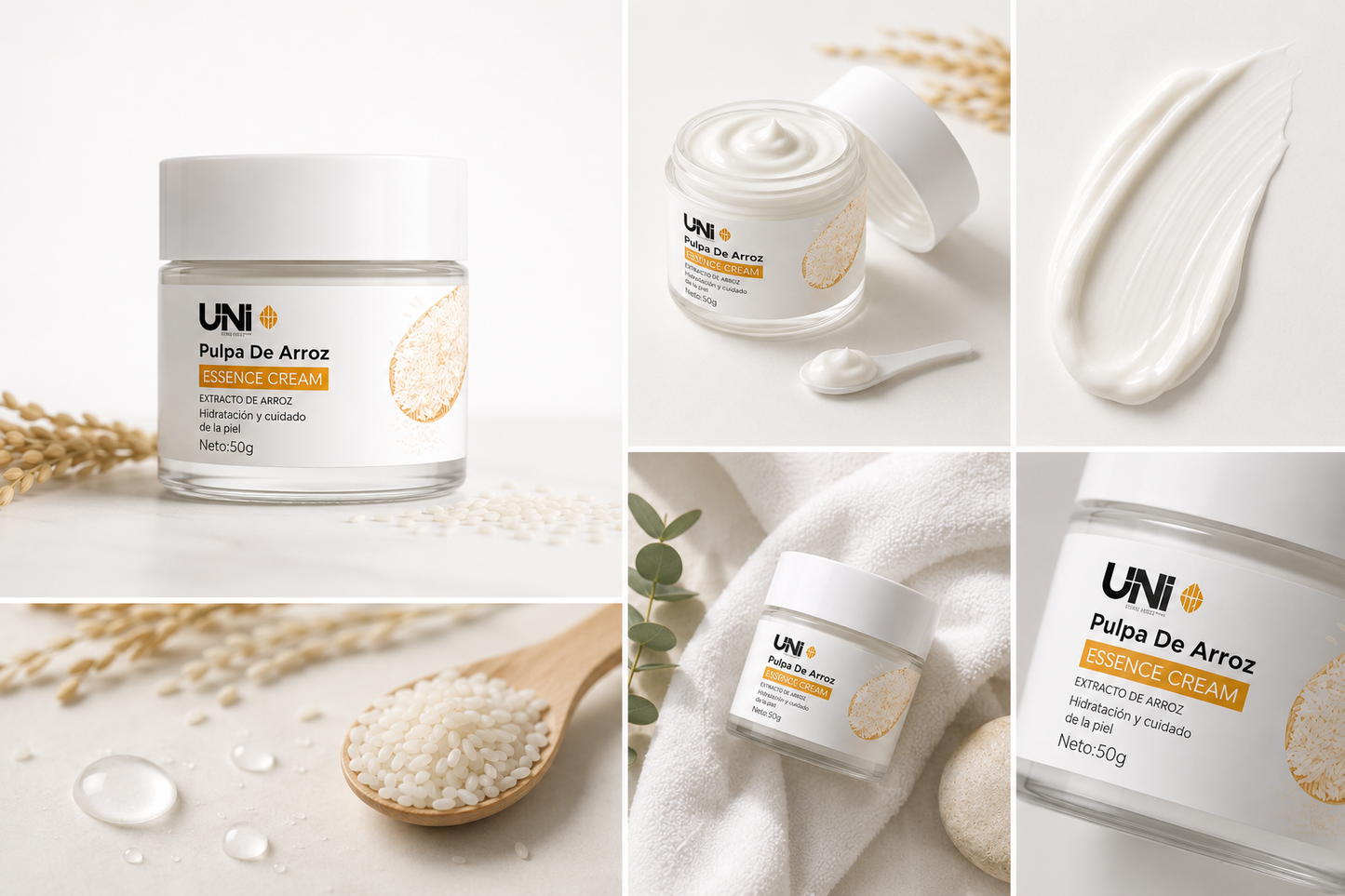 Crema Facial de Arroz Hidratante y Humectante Suavizante 50 g