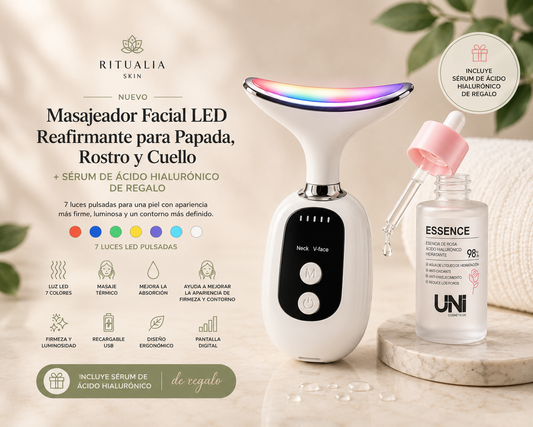 Masajeador Facial LED Reafirmante para Papada, Rostro y Cuello + Sérum de Regalo