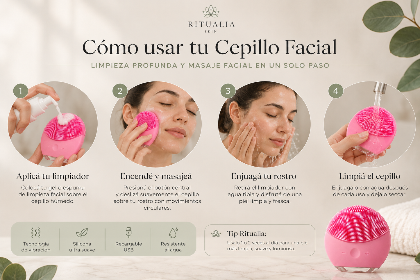 Cepillo Facial con Vibración